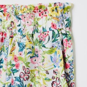 [H&M] Floral Crepe Ruffle Pull On + Pockets Cropped Wide Leg Culottes